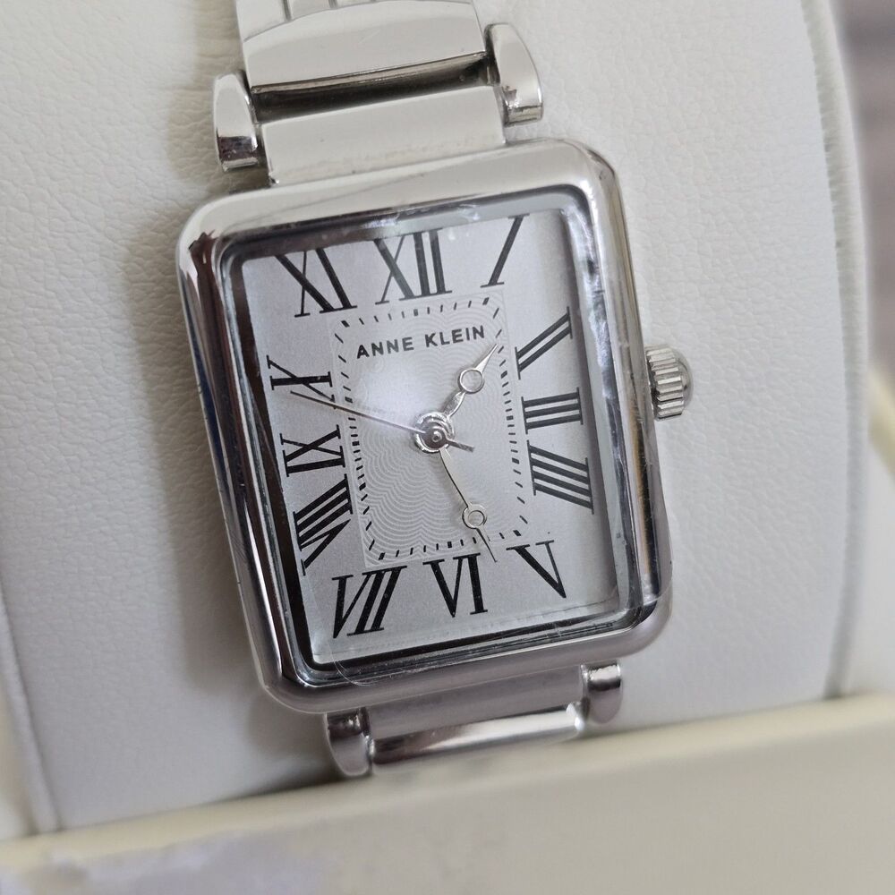 Anne Klein Silver Rectangular Roman Numeral Bracelet Watch - Picture 4 of 10
